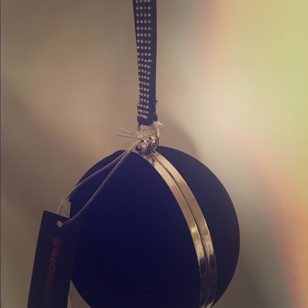 Black Velvet Ball Clutch or Shoulder Bag